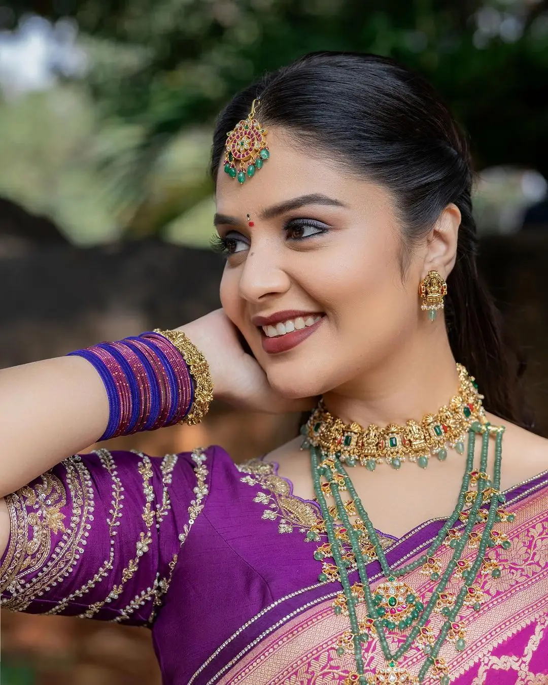 ETV Actress Sreemukhi in Violet Lehenga Choli